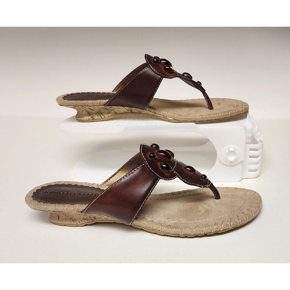 Montego Bay Club Sabrina Gemstones & Leather Flip Flops Sandal Shoes Size 6